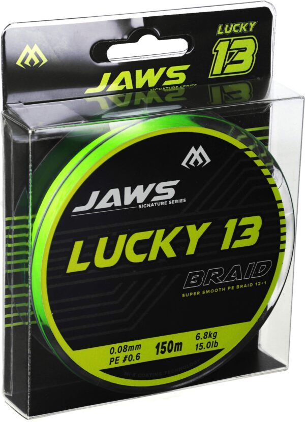 Mikado wędkarstwo - PLECIONKA - JAWS LUCKY 13 - 0.08mm/6.8kg/150m - FLUO ZIELONA