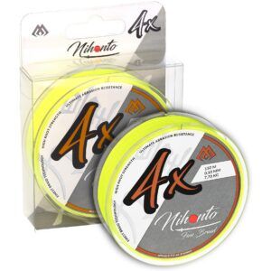 Sklep z Mikado Śląsk - PLECIONKA - NIHONTO FINE BRAID - 0.08mm/4.95kg/150m - FLUO ŻÓŁTA - op.1szp.