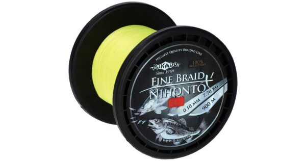 Sklep z Mikado Śląsk - PLECIONKA - NIHONTO FINE BRAID - 0.12mm/8.8kg/900m - FLUO ŻÓŁTA - op.1szp.