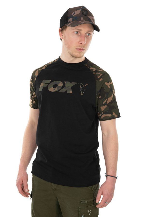 Fox Raglan T-Shirt Black/Camo Clothing