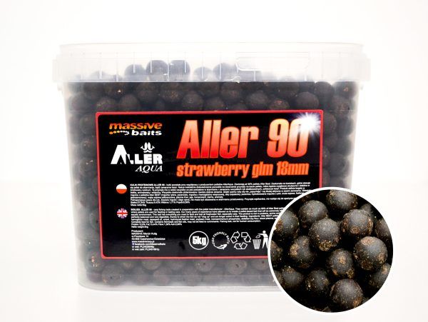 Massive Baits - Aller 90 STRAWBERRY GLM 24mm - 5KG Wiaderko Najtaniej