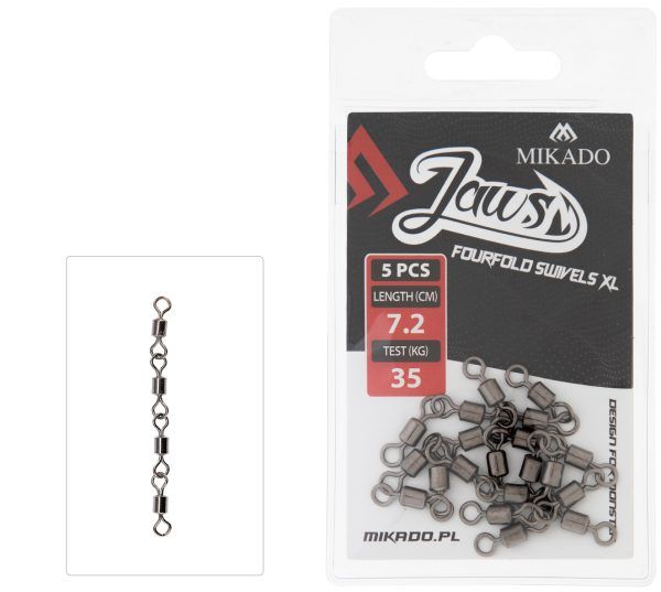 Mikado wędkarstwo - KRĘTLIK - JAWS FOURFOLD SWIVELS XL - 35kg - op.5szt.