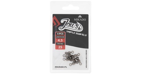 Mikado wędkarstwo - KRĘTLIK - JAWS TRIPLE SWIVELS - 25kg - op.5szt.