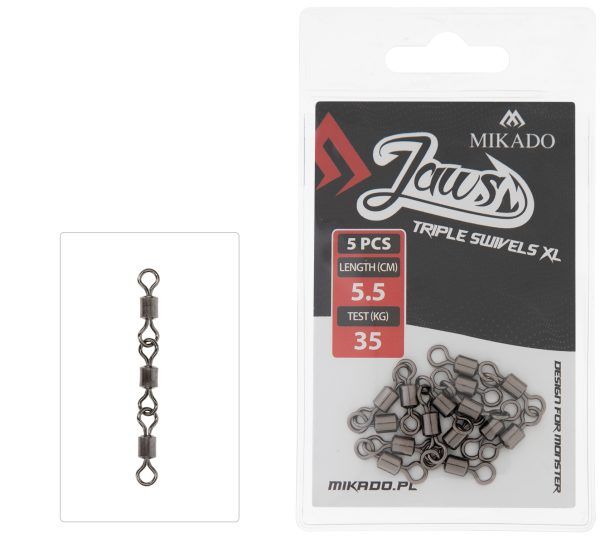 Mikado wędkarstwo - KRĘTLIK - JAWS TRIPLE SWIVELS XL - 35kg - op.5szt.