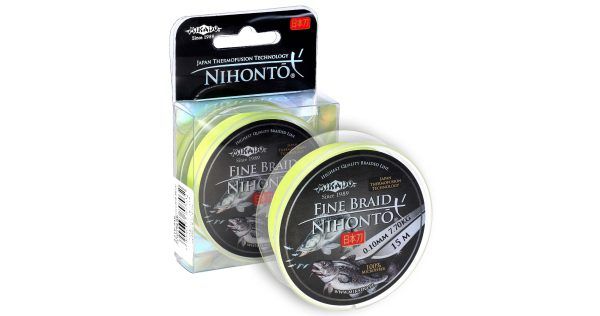 Sklep z Mikado Śląsk - PLECIONKA - NIHONTO FINE BRAID - 0.06mm/3.25kg/15m - FLUO ŻÓŁTA - op.1szp.