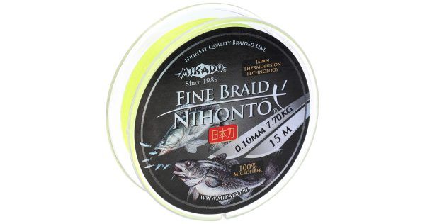 Mikado wędkarstwo - PLECIONKA - NIHONTO FINE BRAID - 0.10mm/7.7kg/15m - FLUO ŻÓŁTA - op.1szp.