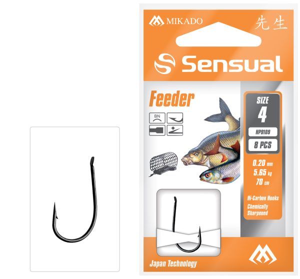 Sklep z Mikado Śląsk - PRZYPONY WIĄZANE - SENSUAL - FEEDER 9109 nr 12 BN / żyłka: 0.12mm/70cm - op.8szt.