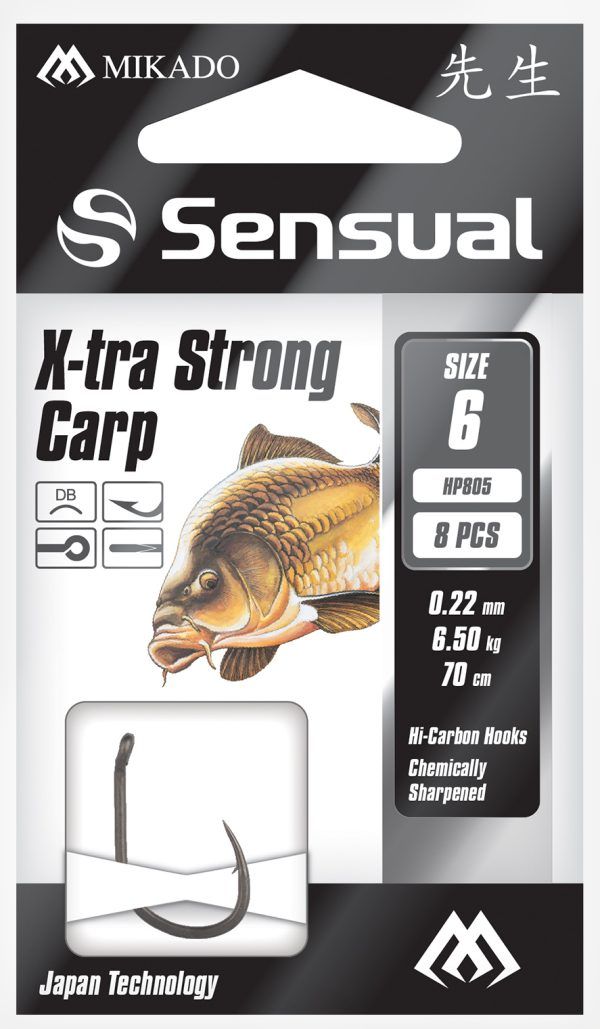 PRZYPONY WIĄZANE - SENSUAL - X-TRA STRONG CARP nr 10 DB / żyłka: 0.18mm/70cm - op.8szt.