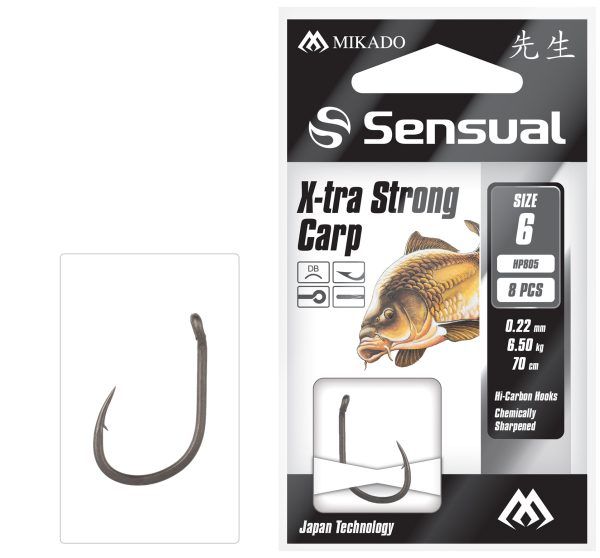 Sklep z Mikado Śląsk - PRZYPONY WIĄZANE - SENSUAL - X-TRA STRONG CARP nr 10 DB / żyłka: 0.18mm/70cm - op.8szt.