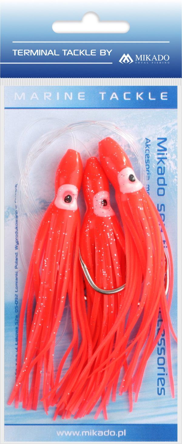 Mikado wędkarstwo - ZESTAW MORSKI - OCTOPUS RIG 10cm - hak: 3x7/0 - CZERWONY - op.1kpl.