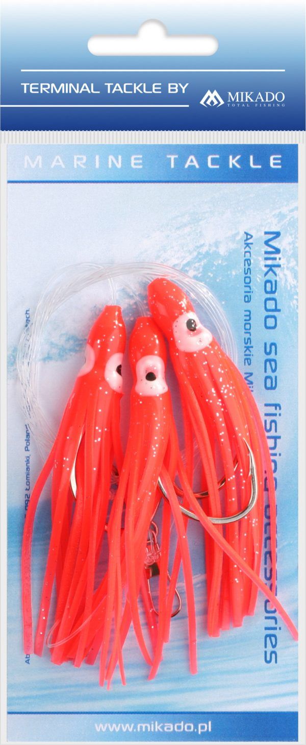 Sklep z Mikado Śląsk - ZESTAW MORSKI - OCTOPUS RIG 10cm - hak: 3x7/0 - CZERWONY - op.1kpl.