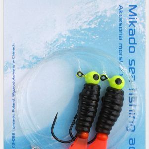 Sklep z Mikado Śląsk - ZESTAW MORSKI - PILK TWIST JIGHEAD RIG 7.5cm-2x3g - CZARNO CZERWONY - op.1kpl.