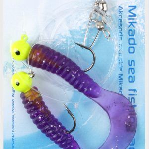 Sklep z Mikado Śląsk - ZESTAW MORSKI - PILK TWIST JIGHEAD RIG 7.5cm-2x6g - FIOLETOWY - op.1kpl.