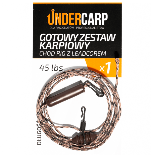 UnderCarp Gotowy zestaw karpiowy Chod Rig z leadcorem 45 lbs / 100 cm brązowy Najtaniej