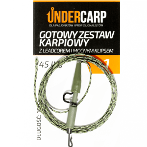 UnderCarp Gotowy zestaw karpiowy z leadcorem i mocnym klipsem 45 lbs / 100 cm zielony Najtaniej