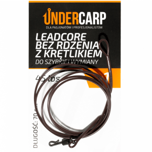 UnderCarp Leadcore bez rdzenia z krętlikiem do szybkiej wymiany 45 lbs / 70 cm – brązowy Najtaniej