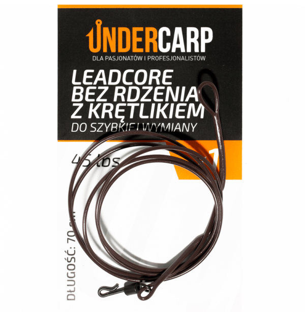 UnderCarp Leadcore bez rdzenia z krętlikiem do szybkiej wymiany 45 lbs / 70 cm – brązowy Najtaniej