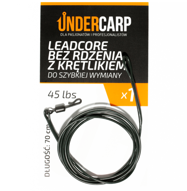 UnderCarp Leadcore bez rdzenia z krętlikiem do szybkiej wymiany 45 lbs / 70 cm – zielony Najtaniej