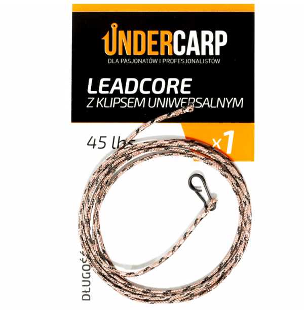 UnderCarp Leadcore z klipsem uniwersalnym 45 lbs / 100 cm brązowy Najtaniej