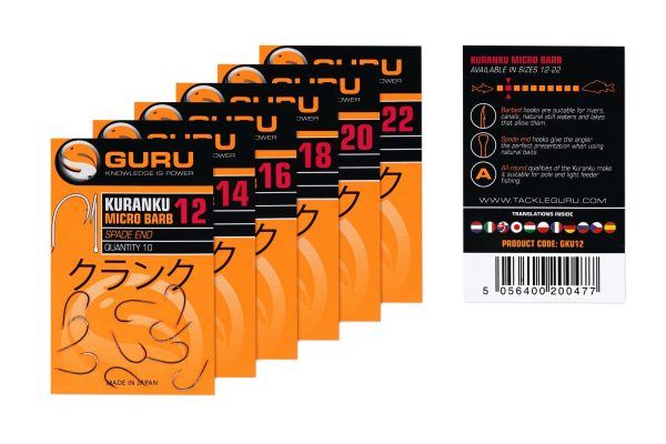 Eyed Hooks Kuranku Hooks GURU Kuranku Size 12 (Barbed/Spade End) - GKU12